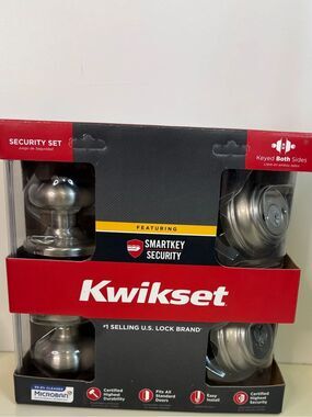 Kwikset SmartKey Security Satin Nickel Door Knob and Deadbolt Set